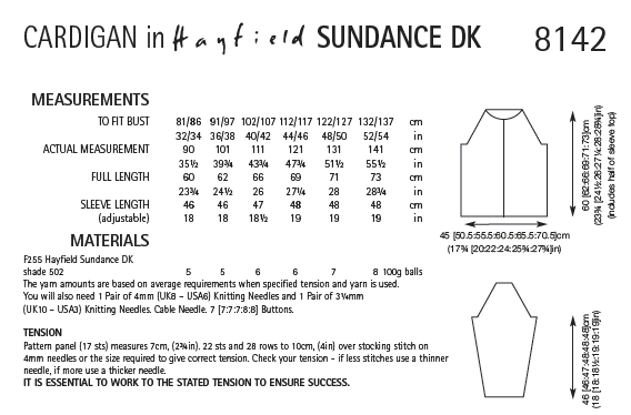 Hayfield 8142 Cardigan in Sundance DK (PDF) Knit in a Box