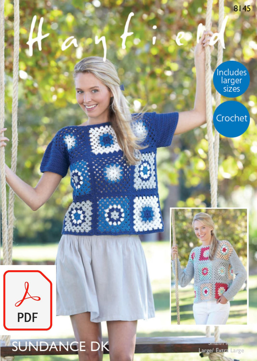 Hayfield 8145 Tops in Sundance DK (PDF) Knit in a Box 