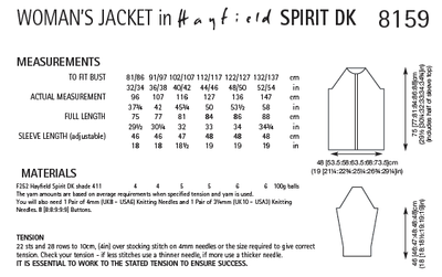 Hayfield 8159 Woman´s Jacket in Spirit DK (PDF) Knit in a Box
