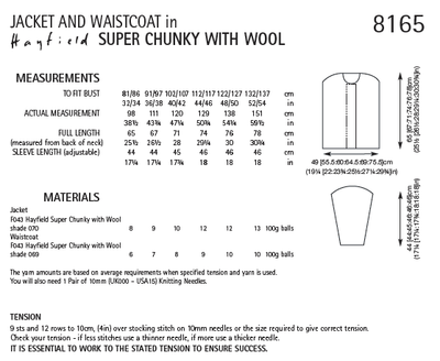 Hayfield 8165 Jacket and Waistcoat in Super Chunky with Wool (PDF) Knit in a Box