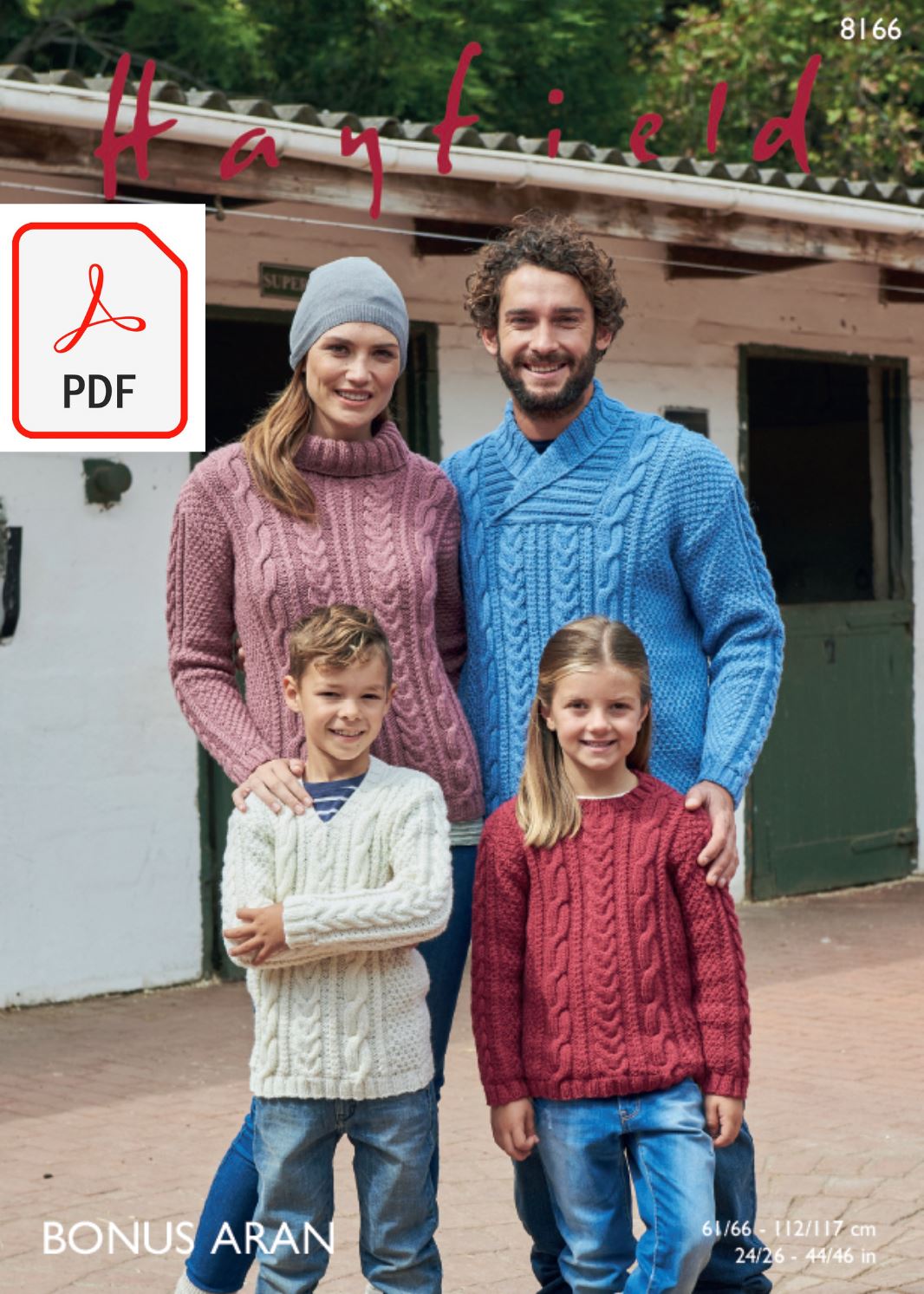 Hayfield 8166 Sweaters in Bonus Aran (PDF) Knit in a Box