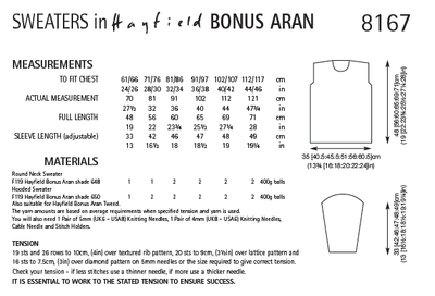 Hayfield 8167 Sweaters in Bonus Aran (PDF) Knit in a Box