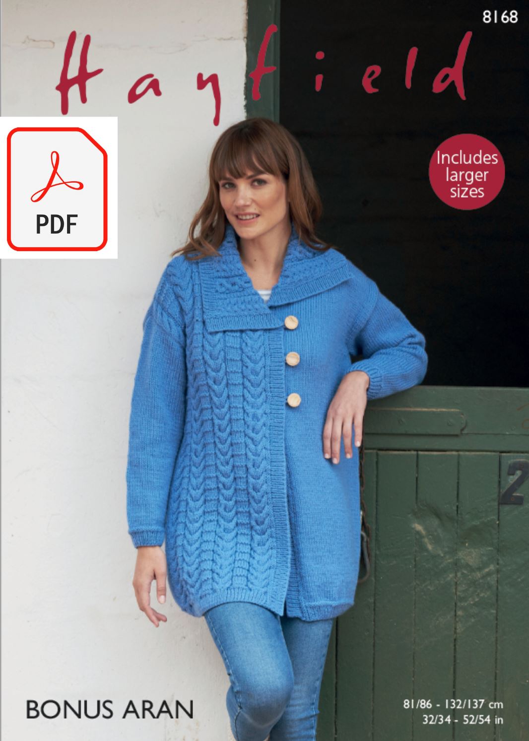 Hayfield 8168 Coat in Bonus Aran (PDF) Knit in a Box