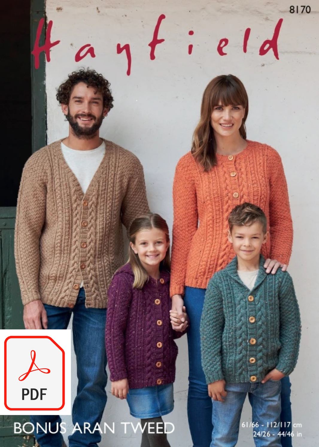 Hayfield 8170 Cardigans in Bonus Aran Tweed (PDF) Knit in a Box