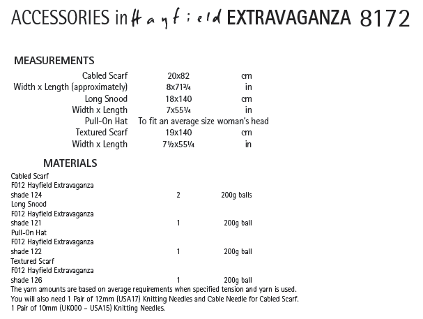 Hayfield 8172 Accessories in Extravaganza (PDF) Knit in a Box
