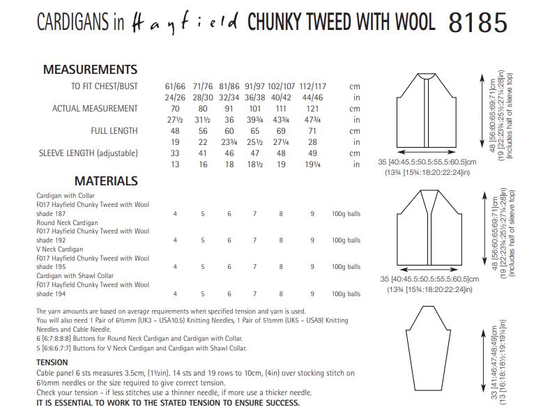 Hayfield 8185 Cardigans in Chunky Tweed with Wool (PDF) Knit in a Box