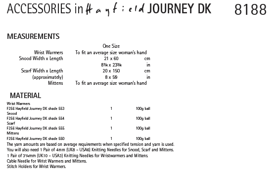 Hayfield 8188 Accessories in Journey DK (PDF) Knit in a Box