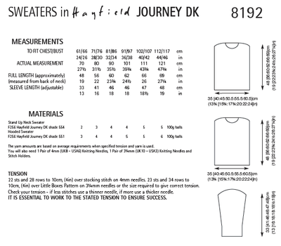 Hayfield 8192 Sweaters in Journey DK (PDF) Knit in a Box