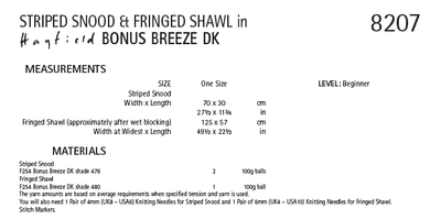 Hayfield 8207 Striped Snood and Fringed Shawl in Bonus Breeze DK (PDF) Knit in a Box