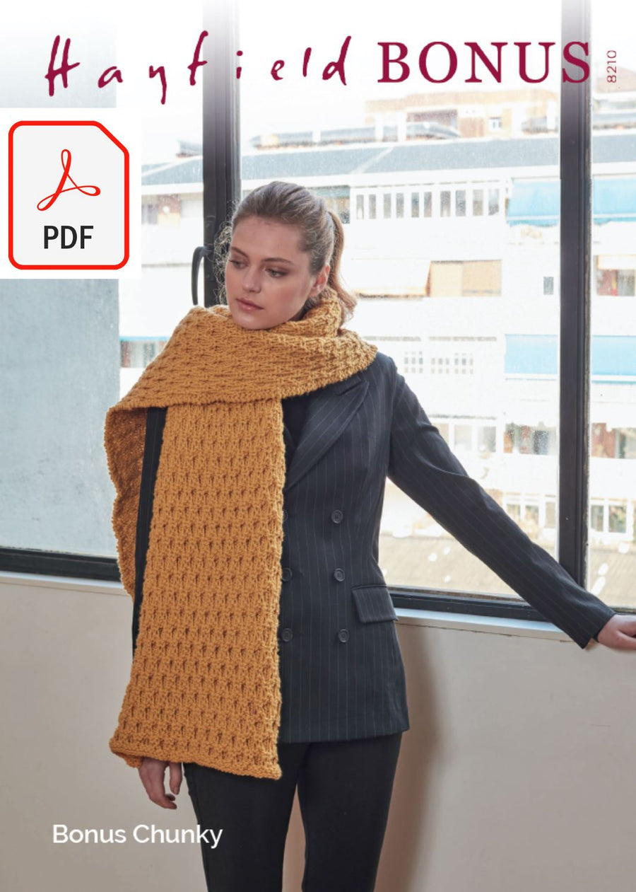 Hayfield 8210 Scarf in Bonus Chunky (PDF) Knit in a Box 