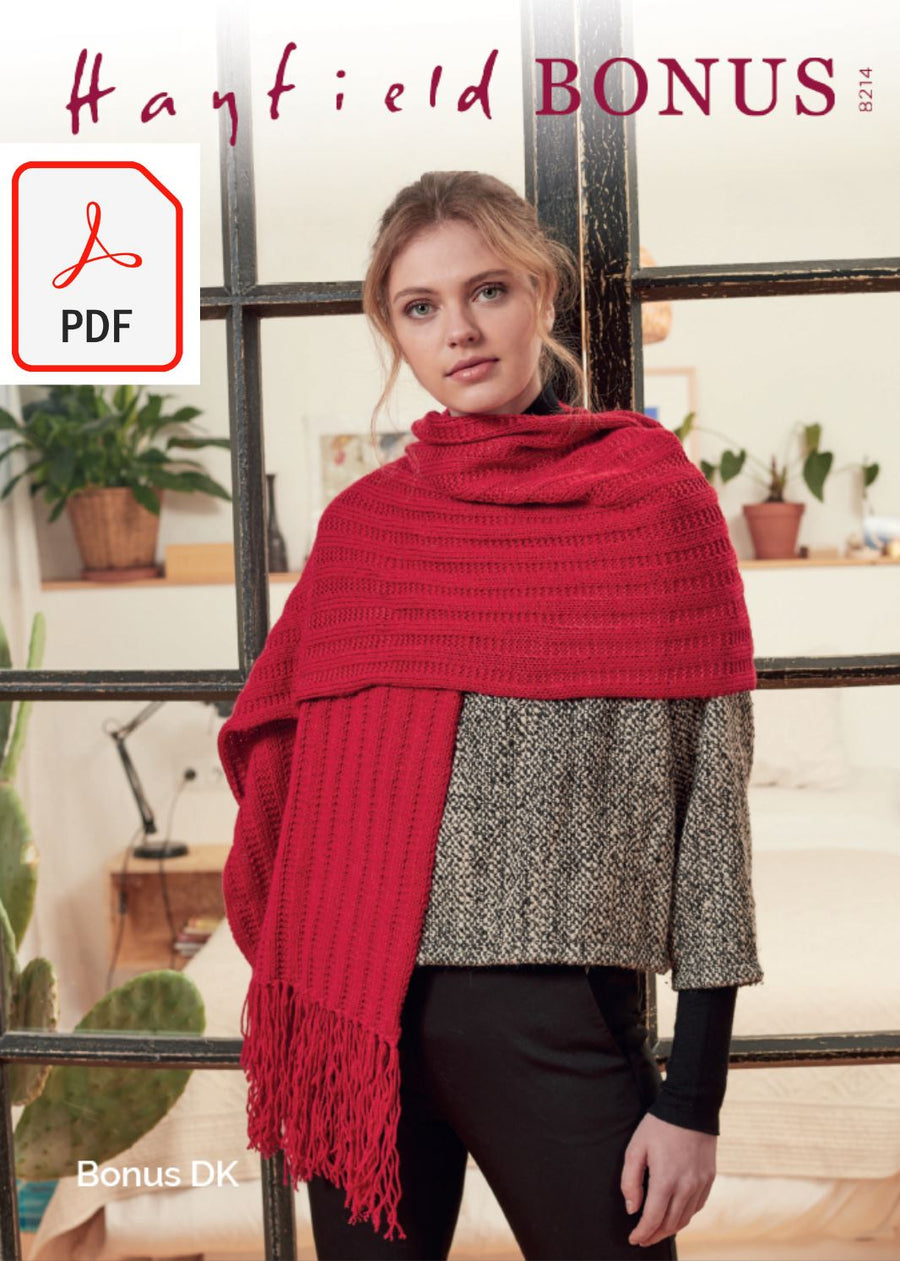 Hayfield 8214 Wrap in Bonus DK (PDF) Knit in a Box 