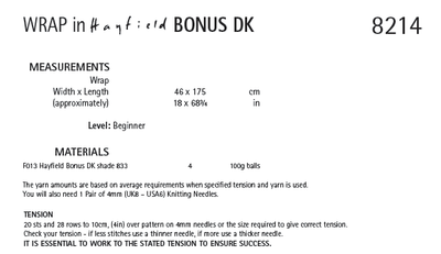 Hayfield 8214 Wrap in Bonus DK (PDF) Knit in a Box