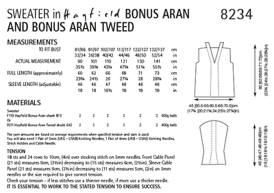Hayfield 8234 Ladies Sweater in Bonus Aran Tweed & Bonus Aran (PDF) Knit in a Box