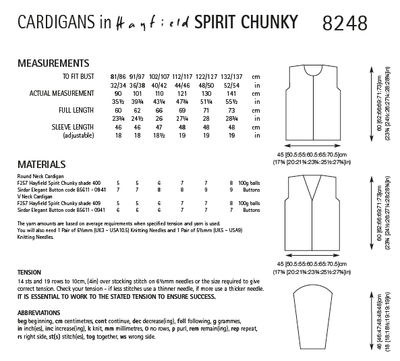 Hayfield 8248 Ladies Cardigans in Spirit Chunky (PDF) Knit in a Box