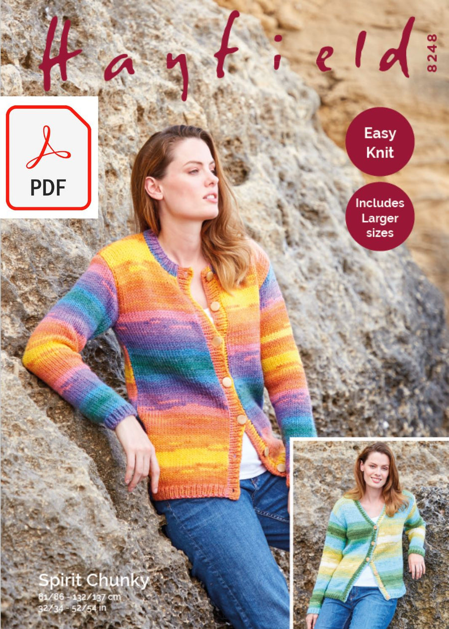 Hayfield 8248 Ladies Cardigans in Spirit Chunky (PDF) Knit in a Box 