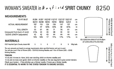 Hayfield 8250 Ladies Sweater in Spirit Chunky (PDF) Knit in a Box