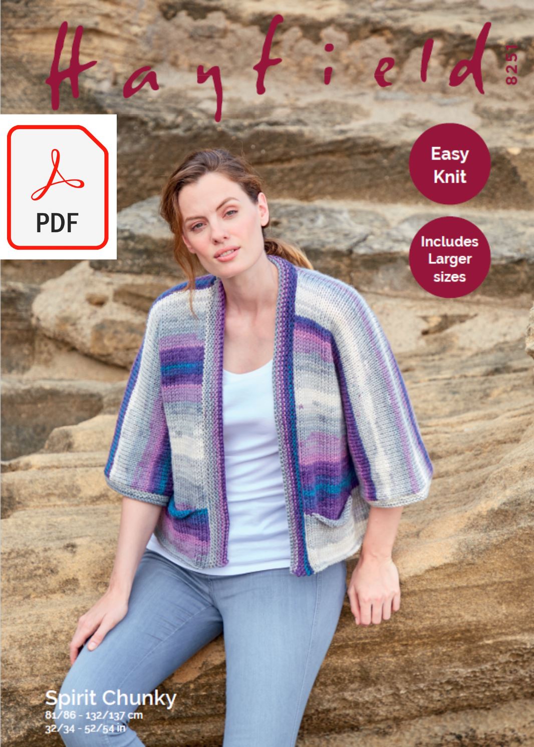Hayfield 8251 Kimono Jacket in Spirit Chunky (PDF) Knit in a Box