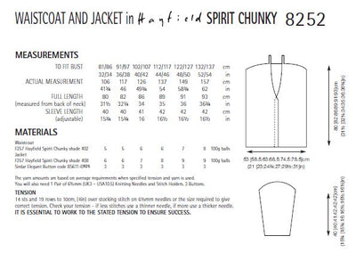 Hayfield 8252 Ladies Waistcoat & Jacket in Spirit Chunky (PDF) Knit in a Box
