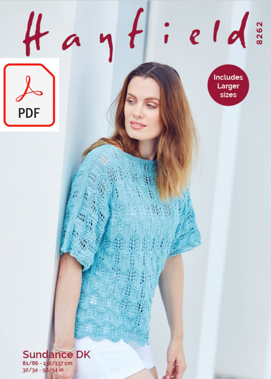 Hayfield 8262 Ladies Top in Sundance DK (PDF) Knit in a Box 