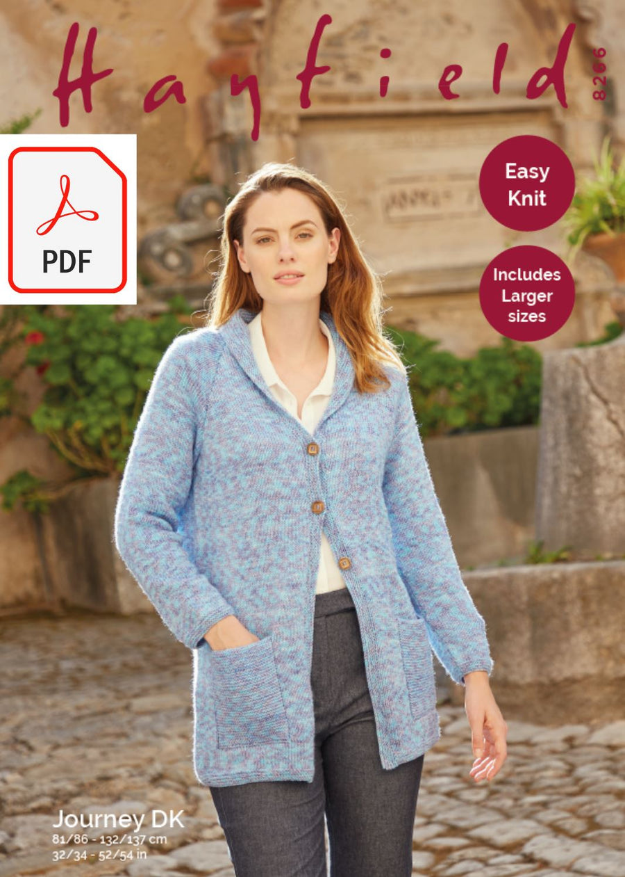 Hayfield 8266 Ladies Long Line Coat in Hayfield Journey DK (PDF) Knit in a Box 