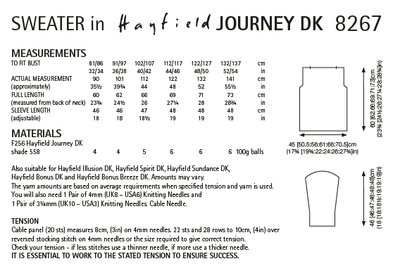 Hayfield 8267 Ladies Sweater in Hayfield Journey DK (PDF) Knit in a Box