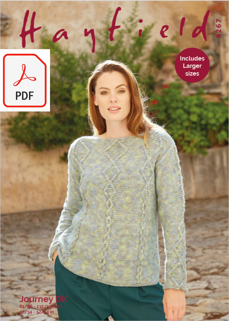 Hayfield 8267 Ladies Sweater in Hayfield Journey DK (PDF) Knit in a Box 