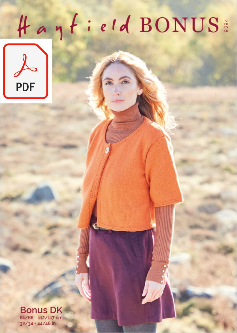 Hayfield 8284 Ladies Cardigan in Hayfield Bonus DK (PDF) Knit in a Box 