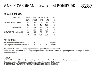 Hayfield 8287 Men's V Neck Cardigan in Hayfield Bonus DK (PDF) Knit in a Box
