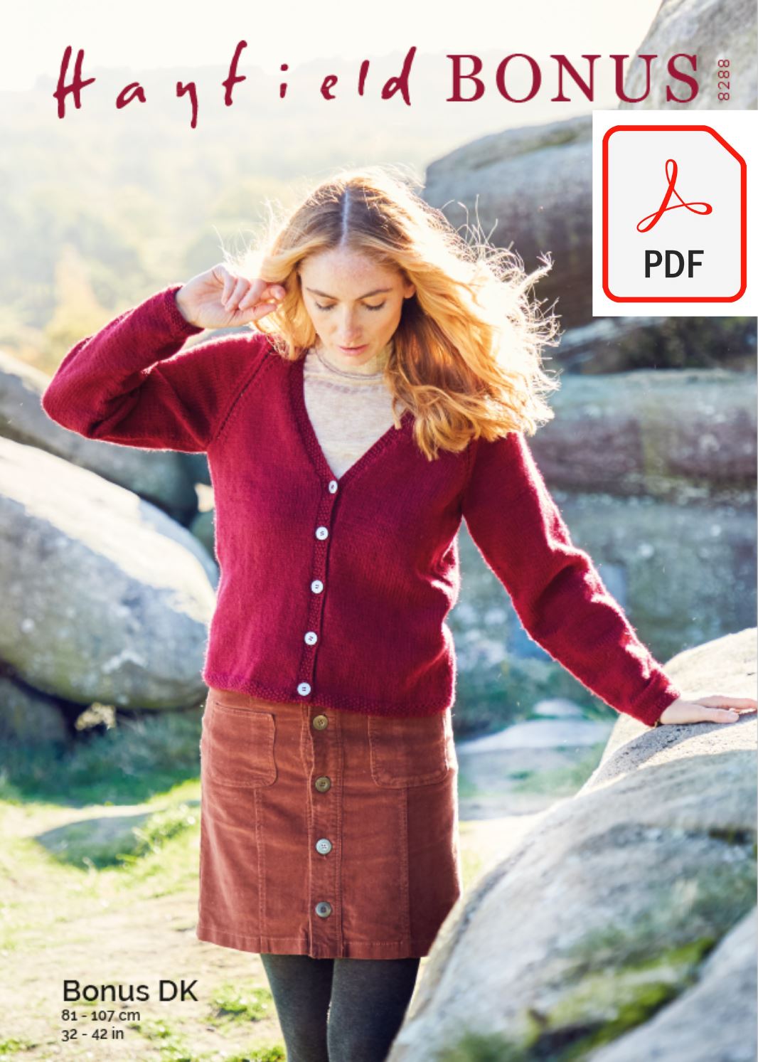 Hayfield 8288 Ladies Cardigan in Hayfield Bonus DK (PDF) Knit in a Box