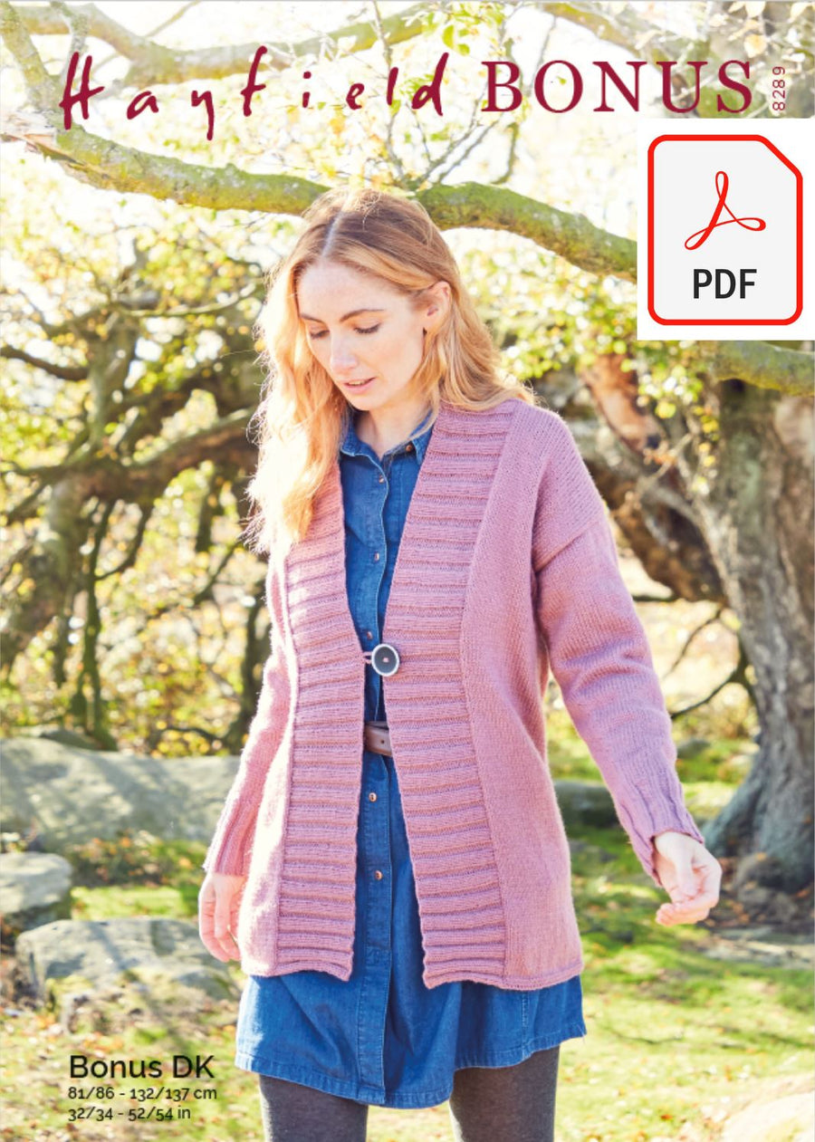 Hayfield 8289 Ladies Jacket in Hayfield Bonus DK (PDF) Knit in a Box 