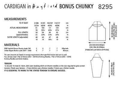 Hayfield 8295 Ladies Cardigan in Hayfield Bonus Chunky (PDF) Knit in a Box