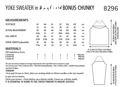 Hayfield 8296 Ladies Yoke Sweater in Hayfield Bonus Chunky (PDF) Knit in a Box