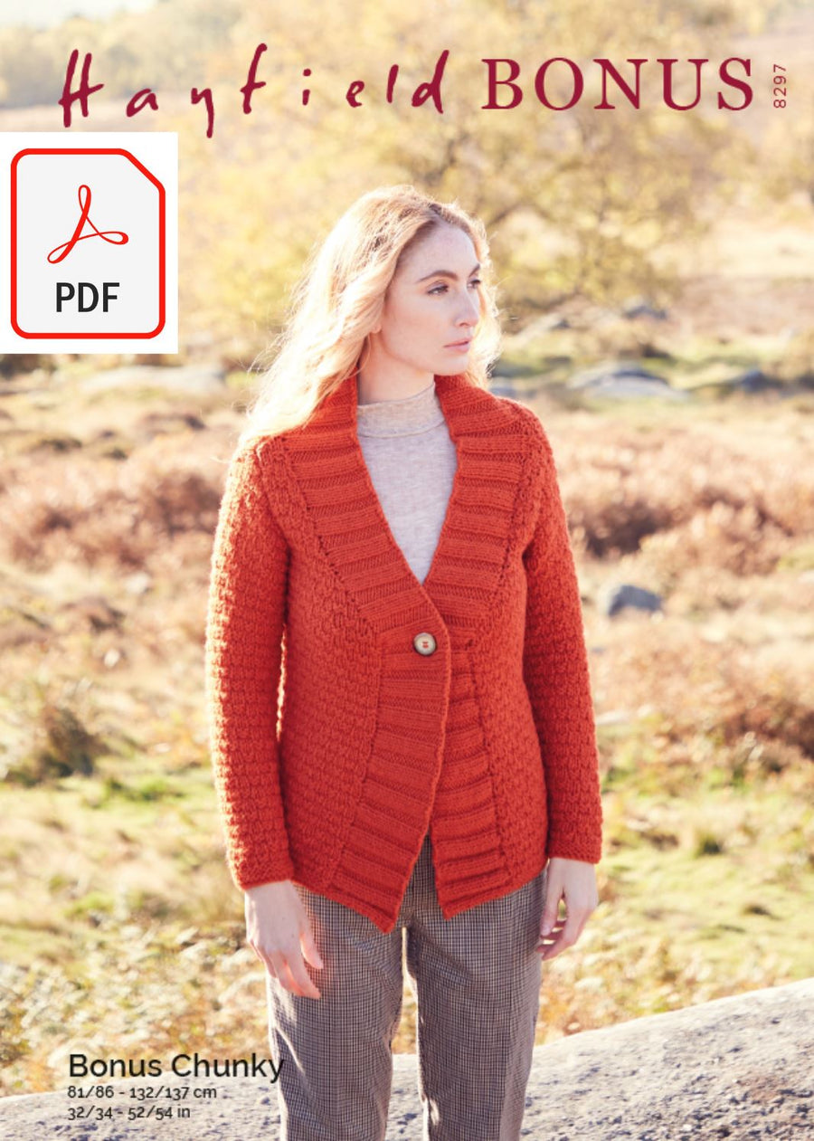 Hayfield 8297 Ladies Jacket in Hayfield Bonus Chunky (PDF) Knit in a Box 