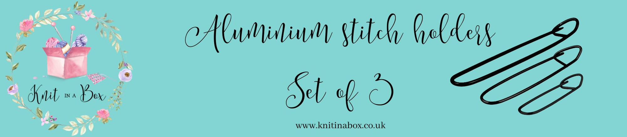 Knit in a Box Set of 3 Aluminum Stitch Holder for Knitting and Crochet Knit in a Box