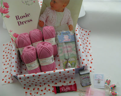 Rosie Dress Baby Box On Sale Now! Purple, Yellow, or Pink! Knit in a Box Pink