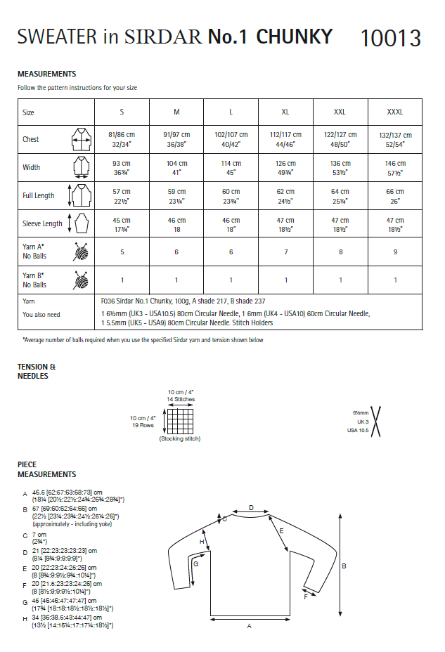 Sirdar 10013 Ladies Sweater in Sirdar No 1 Chunky (PDF) Knit in a Box