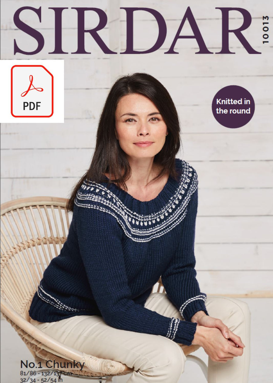 Sirdar 10013 Ladies Sweater in Sirdar No 1 Chunky (PDF) Knit in a Box 