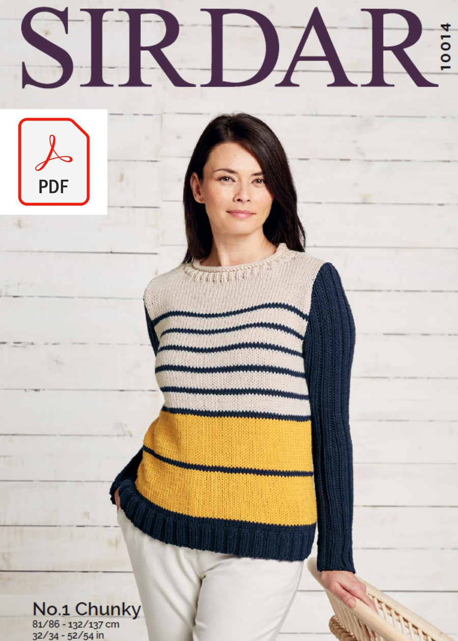 Sirdar 10014 Ladies Sweater in Sirdar No 1 Chunky (PDF) Knit in a Box 