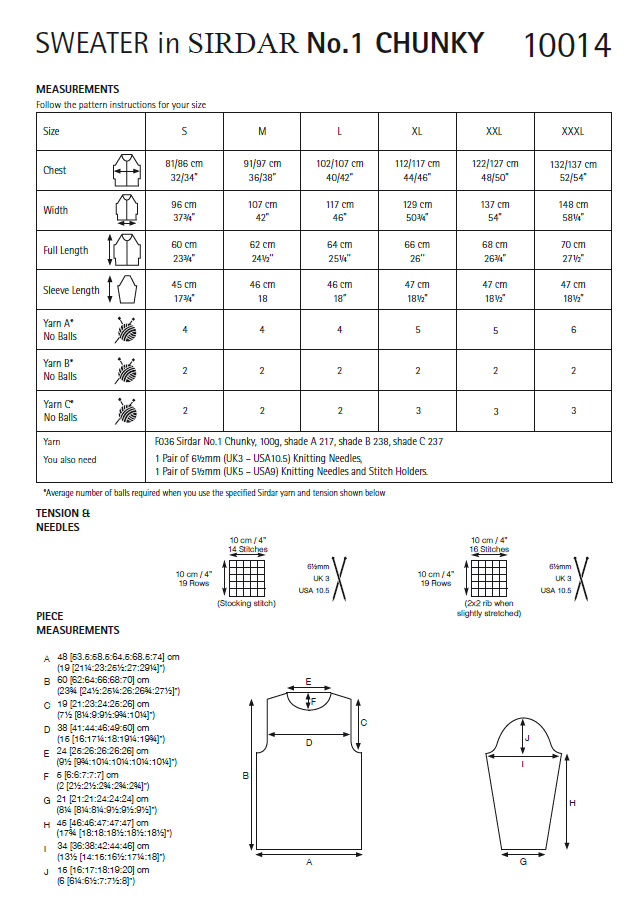 Sirdar 10014 Ladies Sweater in Sirdar No 1 Chunky (PDF) Knit in a Box
