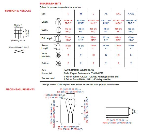 Sirdar 10017 Ladies Cardigan in Sirdar Elemental Super Chunky (PDF) Knit in a Box