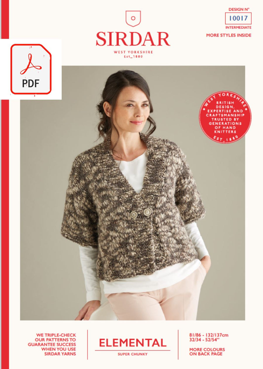 Sirdar 10017 Ladies Cardigan in Sirdar Elemental Super Chunky (PDF) Knit in a Box 