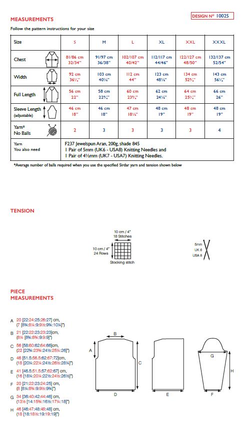 Sirdar 10025 Ladies Drape Cardigan in Sirdar Jewelspun Aran (PDF) Knit in a Box