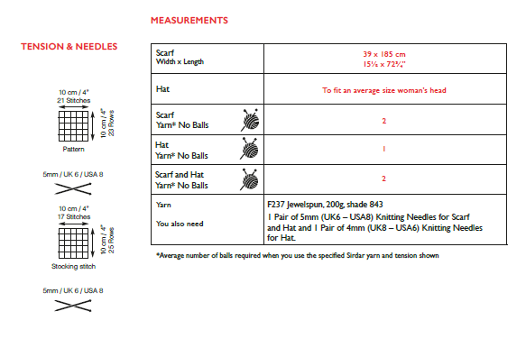 Sirdar 10027 Scarf & Hat in Sirdar Jewelspun Aran (PDF) Knit in a Box