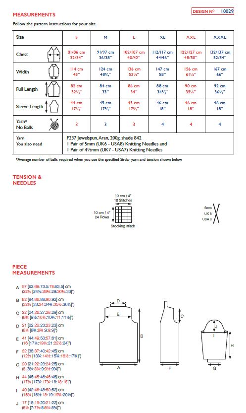 Sirdar 10029 Ladies Long Line Jacket in Sirdar Jewelspun Aran (PDF) Knit in a Box
