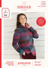Sirdar 10030 Ladies 2 Tone Sweater in Sirdar Jewelspun Aran (PDF) Knit in a Box