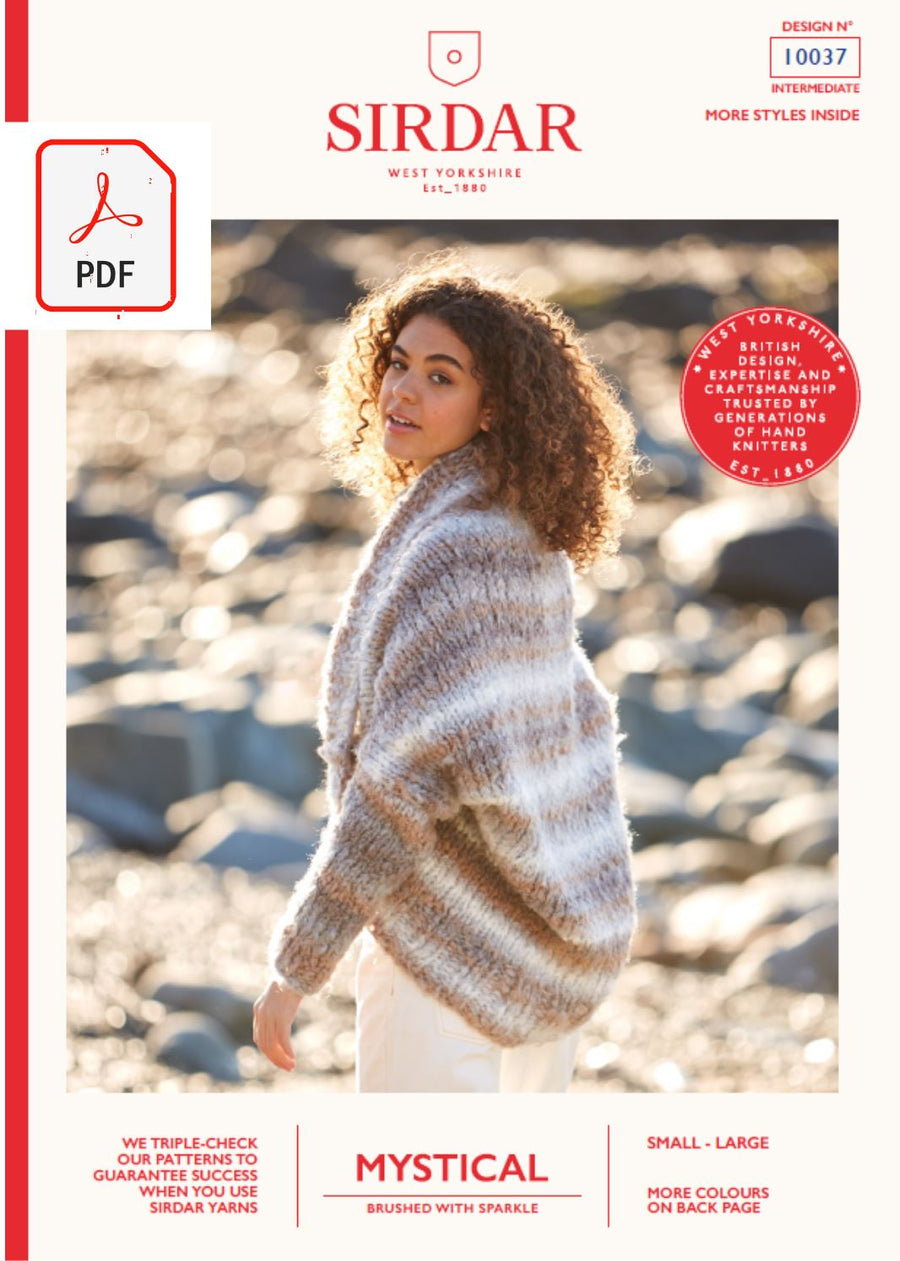 Sirdar 10037 Ladies Cardigan in Sirdar Mystical (PDF) Knit in a Box 