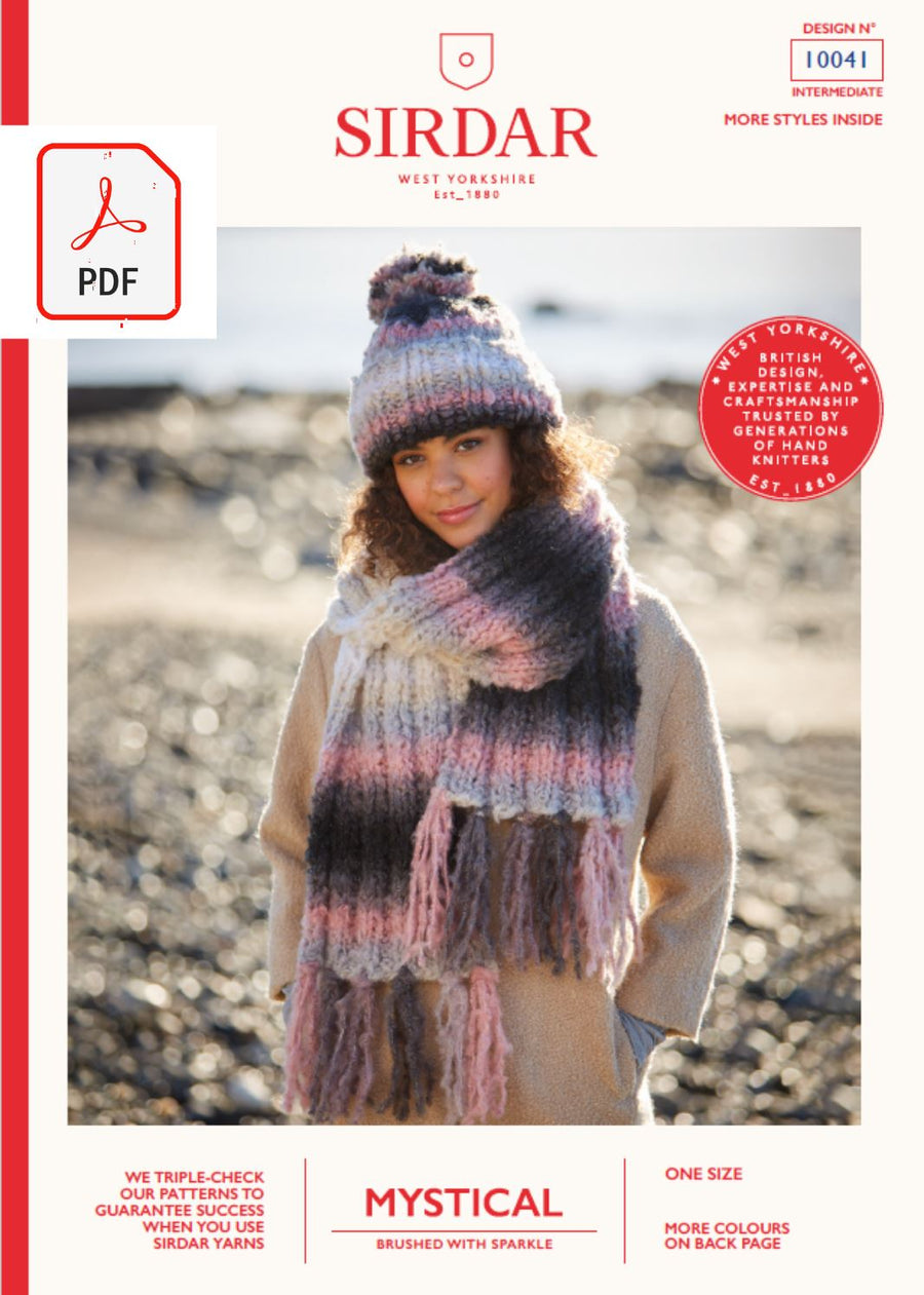 Sirdar 10041 Scarf & Hat in Sirdar Mystical (PDF) Knit in a Box 