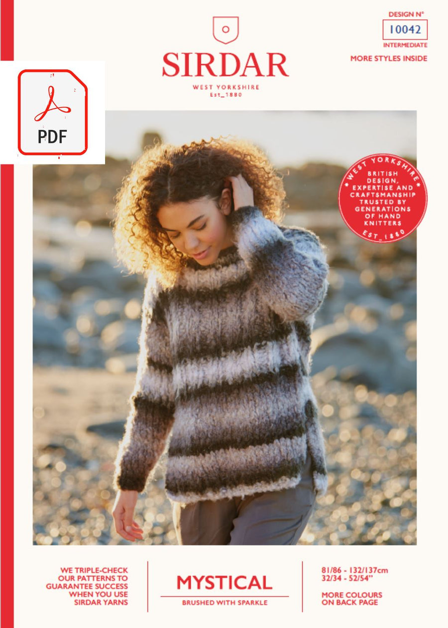 Sirdar 10042 Ladies Sweater in Sirdar Mystical Pattern (PDF) Knit in a Box 