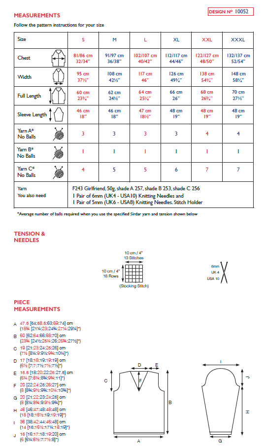 Sirdar 10052 Ladies Sweater in Sirdar Girlfriend (PDF) Knit in a Box