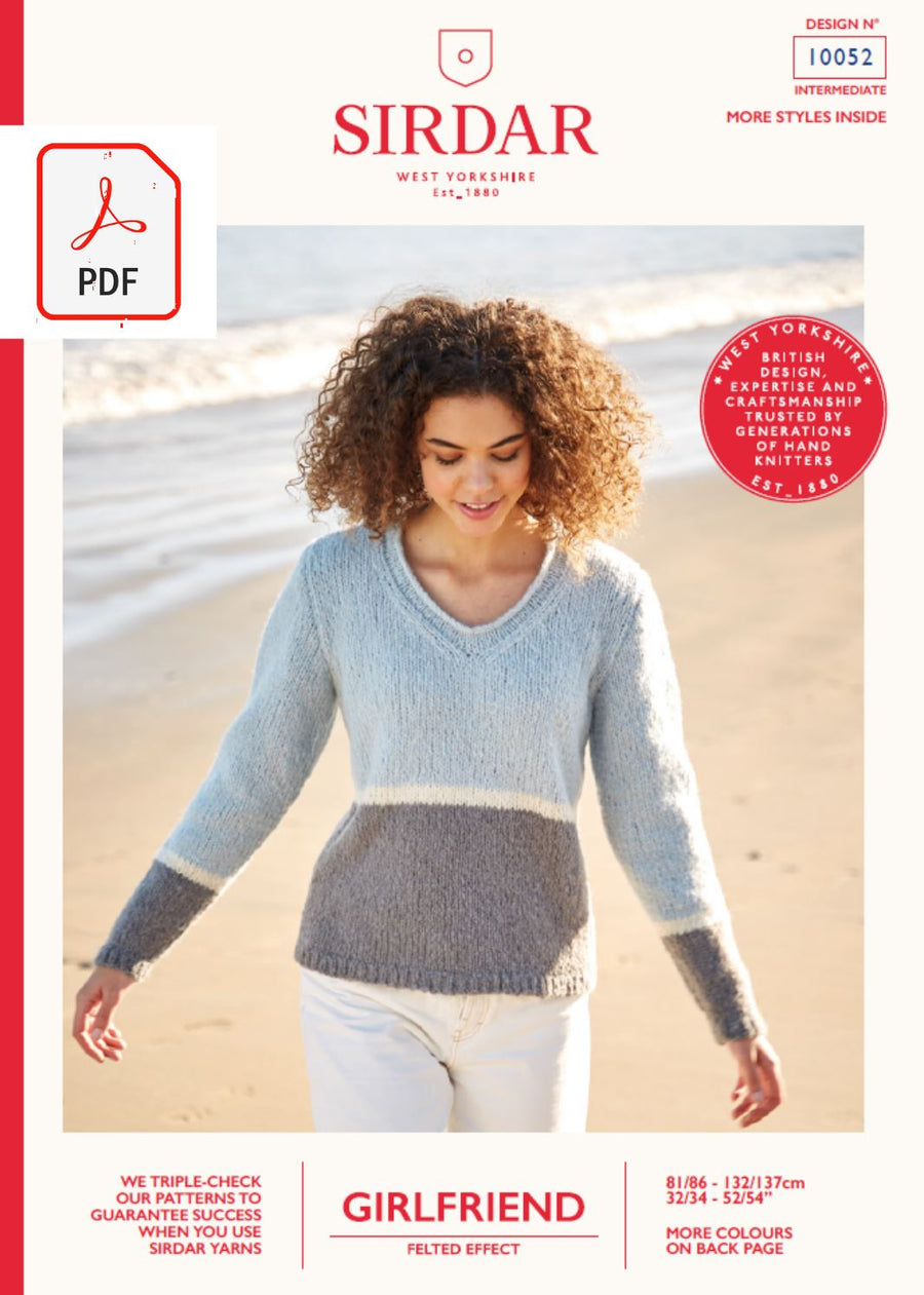 Sirdar 10052 Ladies Sweater in Sirdar Girlfriend (PDF) Knit in a Box 